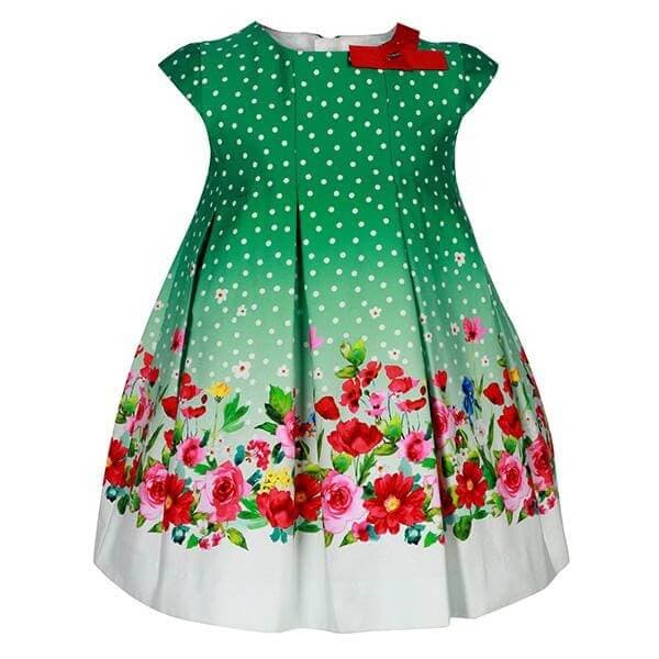 GREEN BORDER FLORAL DRESS