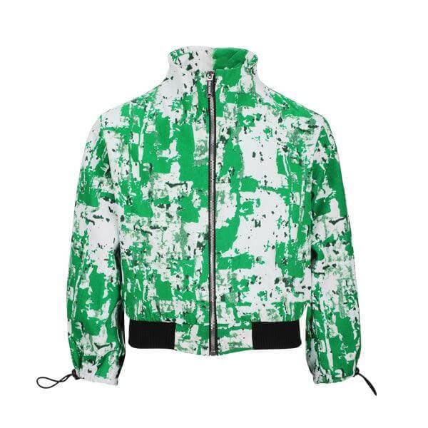 GREEN AND WHITE GIRLS ANKARA JACKET