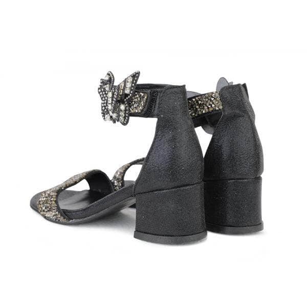 BLACK GLITTERY FORMAL SANDAL