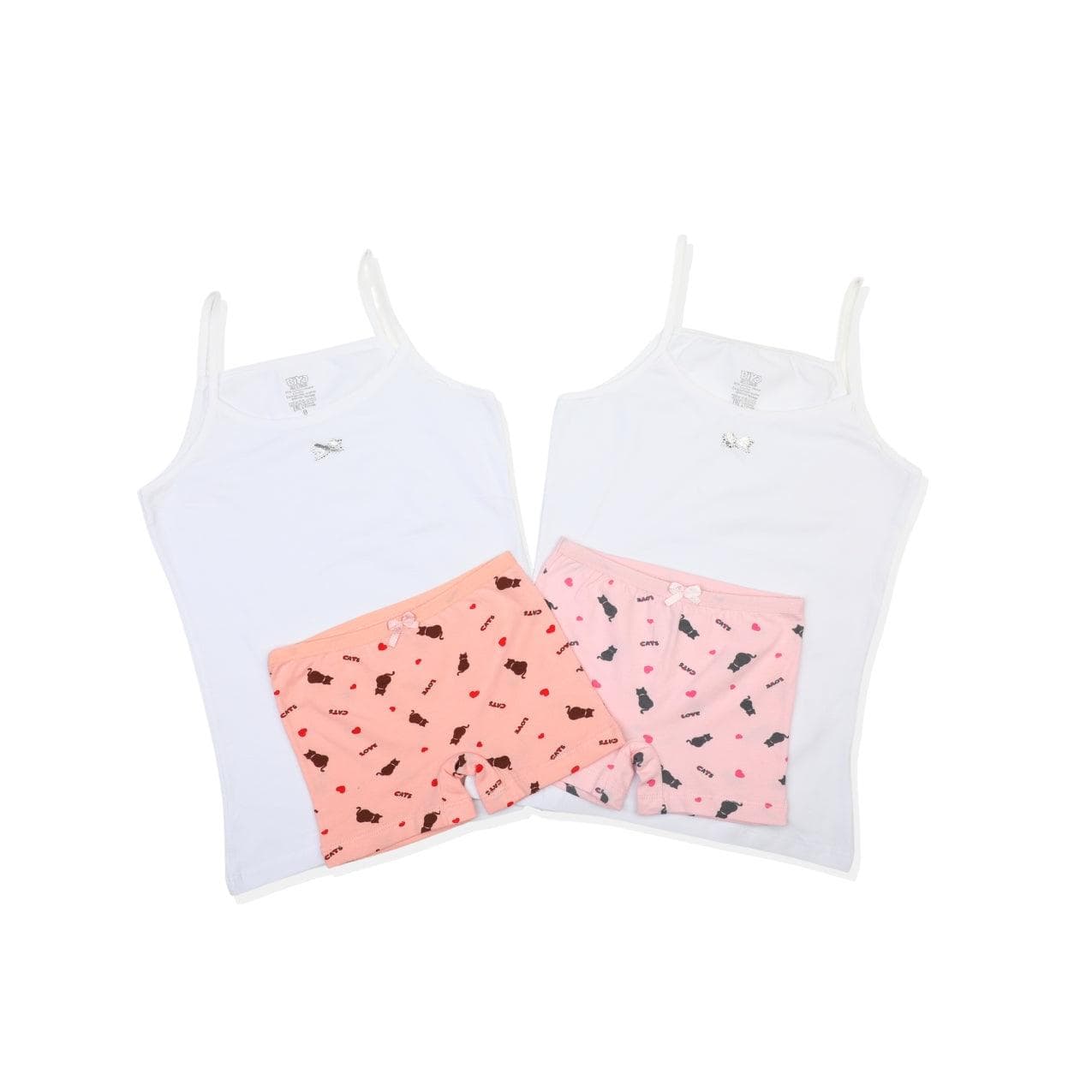 WHITE EMBELLISHED 3PCS CAMISOLE SET