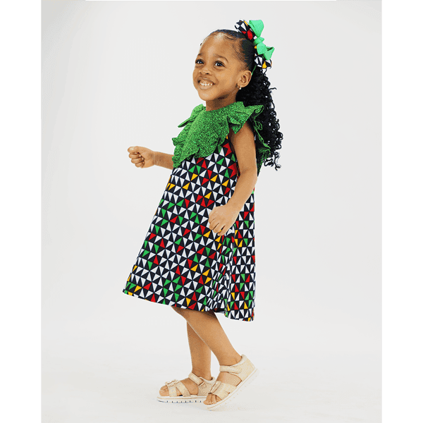 RUFFLED SLEEVE DRESS /HAIRBOW
