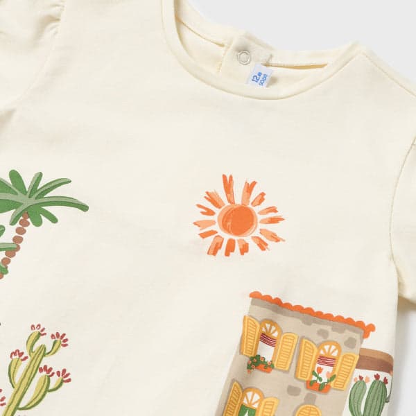WHITE/ORANGE LEGGINGS W/BLOUSE SET
