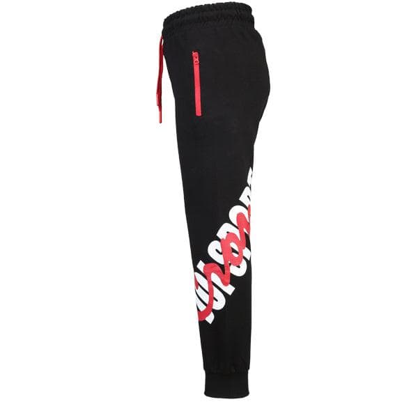 BLACK JOGGERS WITH RED ZIP