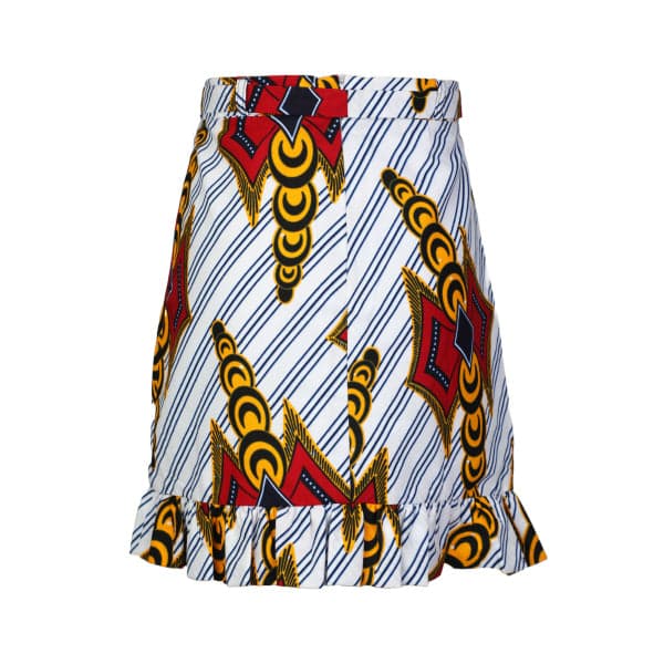 NAVY BLOUSE AND MULTICOLOUR ANKARA SKIRT SET