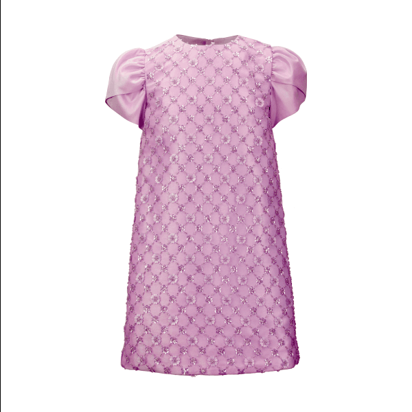 LILAC BEADED FLORAL A-LINE TULLE DRESS