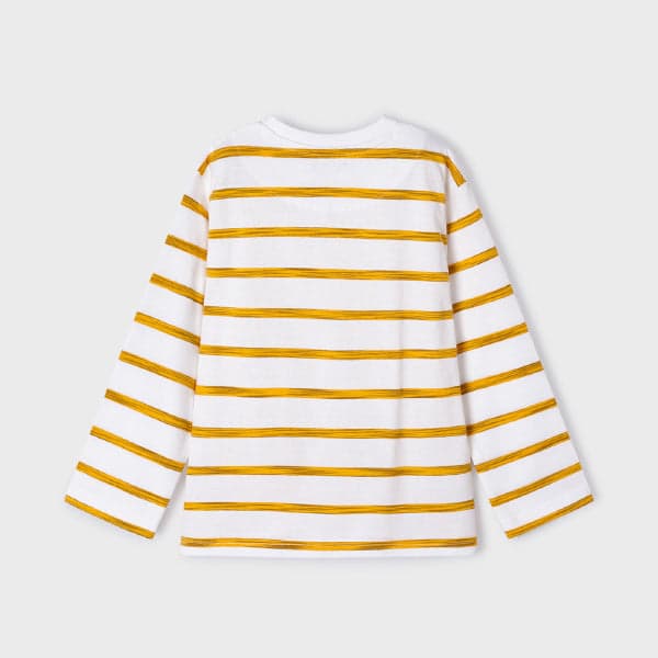 WHITE AND YELLOW L/S STRIPE TSHIRT