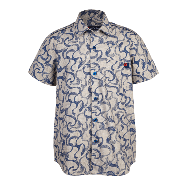 BEIGE & BLUE S/S SHIRT