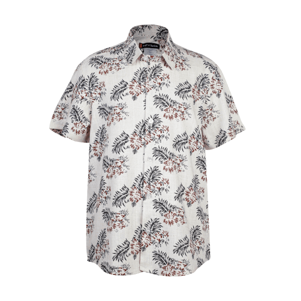 BEIGE & BROWN FLORAL LINEN S/S SHIRT