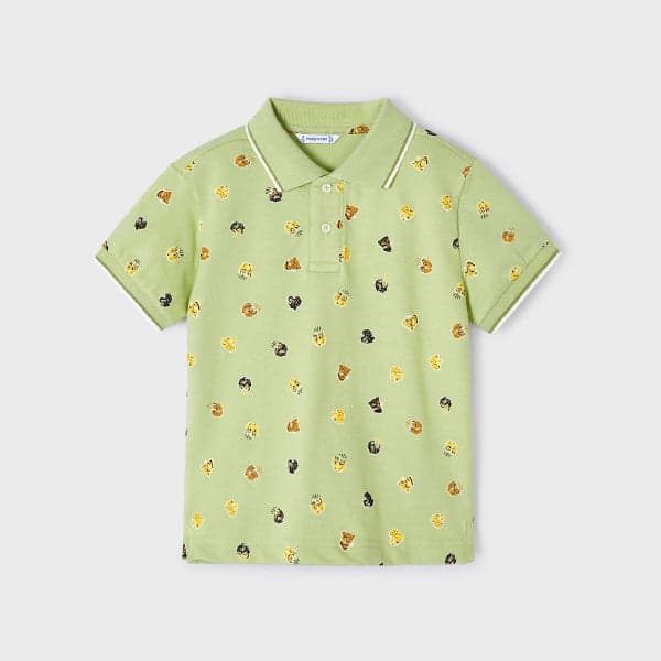 GREEN WITH PRINT S/S POLO-TEE