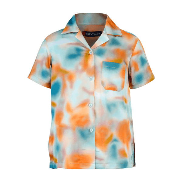 ORANGE & GREEN S/S SILK CUBAN SHIRT & SHORT SET