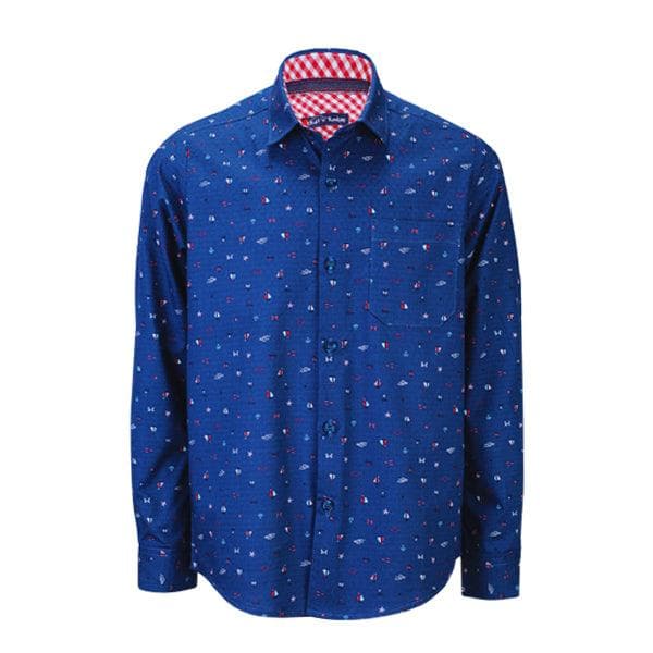 BLUE BOAT PRINT L/S SHIRT