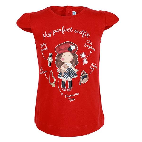 RED S/S GIRL PRINT T-SHIRT