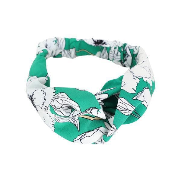 GREEN/WHITE FLORAL CHIFFON DRESS WITH HAIR BAND