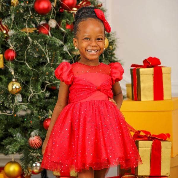 RED DRESS WITH HAIR BOW