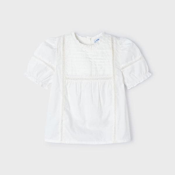 WHITE PUFFED SLEEVE BLOUSE