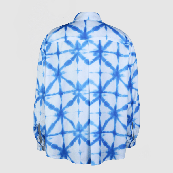 BLUE & WHITE SILK BLOUSE & SHORT SET