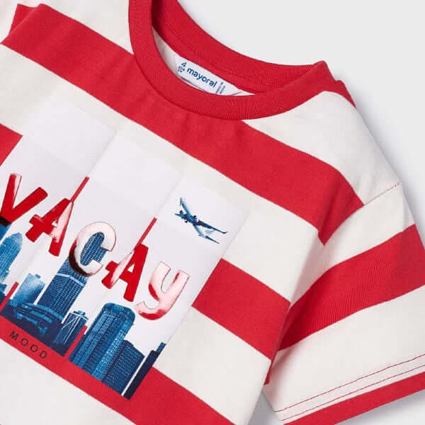 RED AND WHITE STRIPED TSHIRT