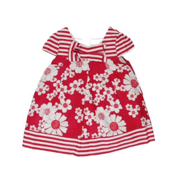 FLORAL AND STRIPED SATIN DRESS