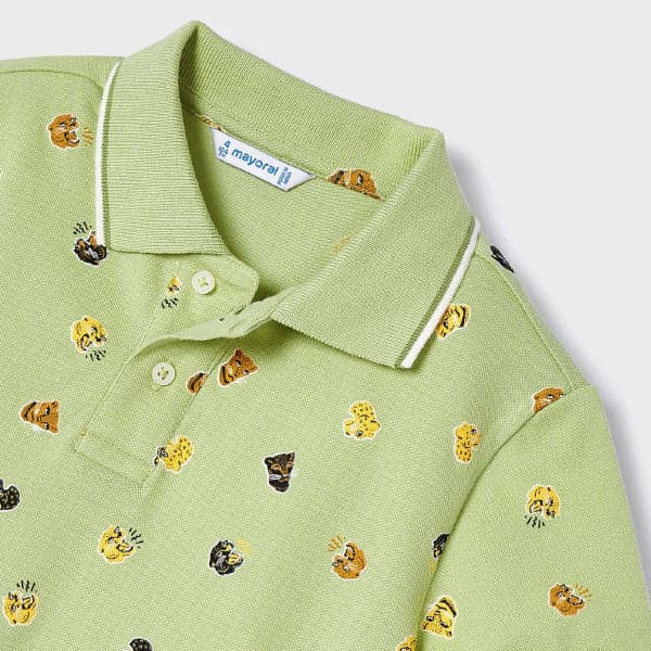 GREEN WITH PRINT S/S POLO-TEE