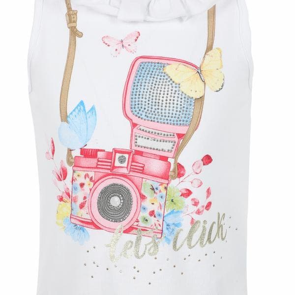 WHITE/PETUNIA COTTON T-SHIRT