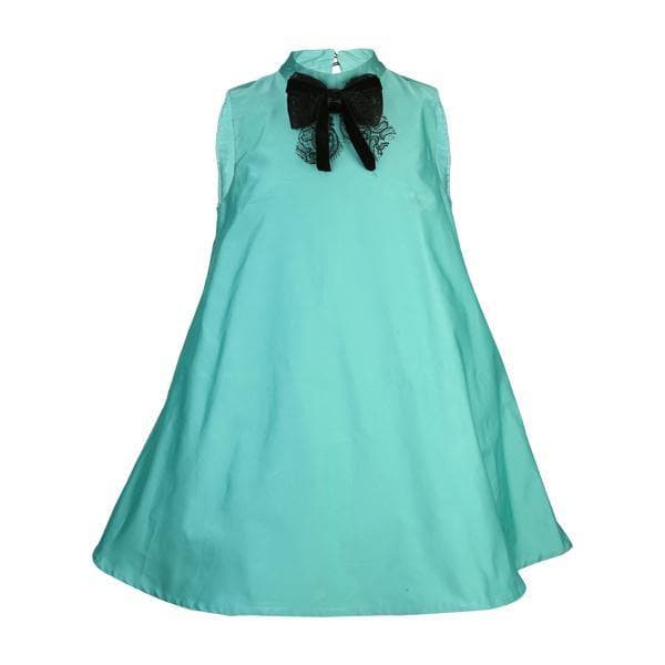 GREEN SLEEVELESS DRESS WITH INSERT LACE