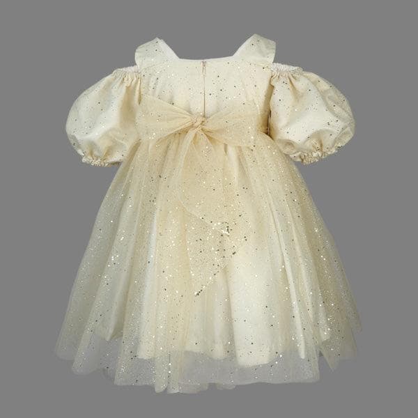 GOLD TULLE DRESS WITH HAIR BOW