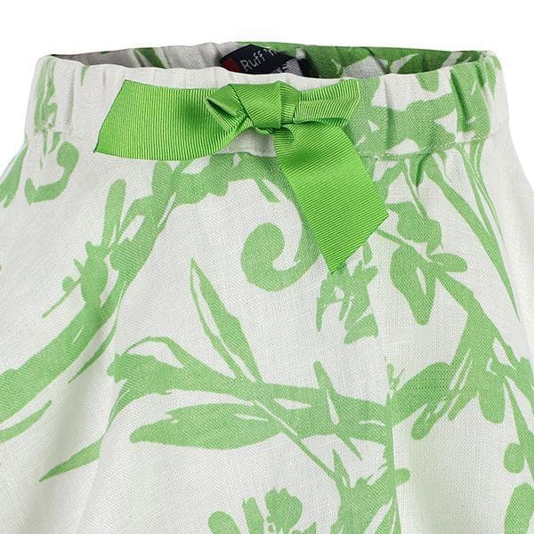 GREEN FLORAL PRINT FLARE SKIRT