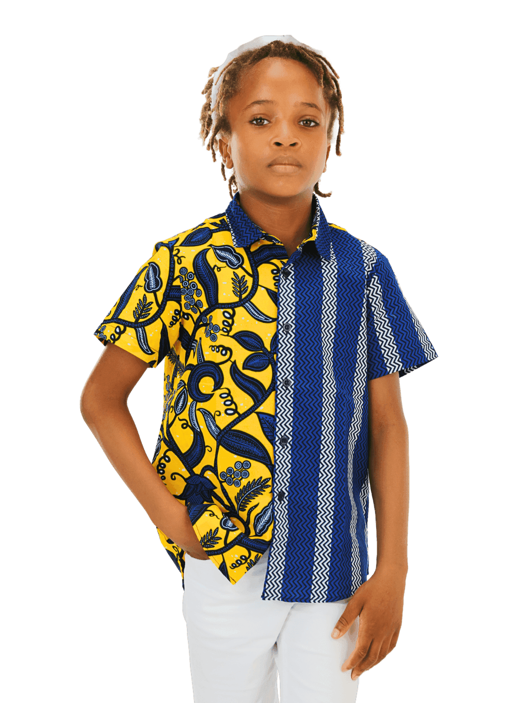 BLUE YELLOW ANKARA SHIRT