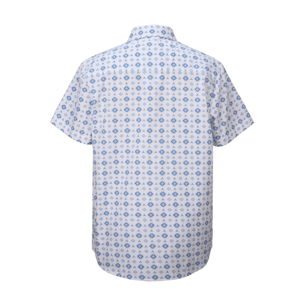 WHITE & BLUE S/S GEOMETRIC SHIRT & SHORT SET