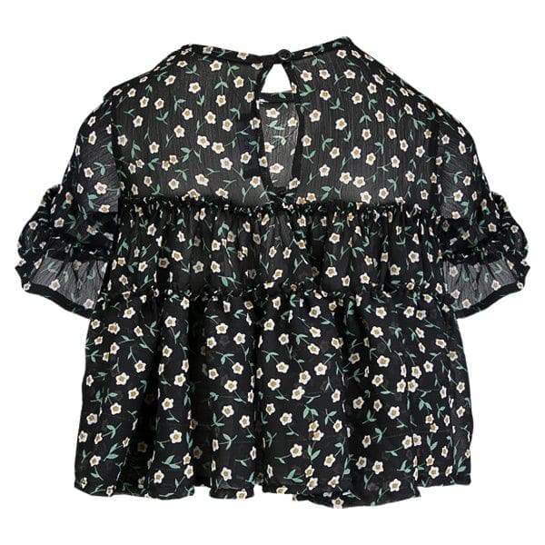 BLACK FLORAL CHIFFON BLOUSE