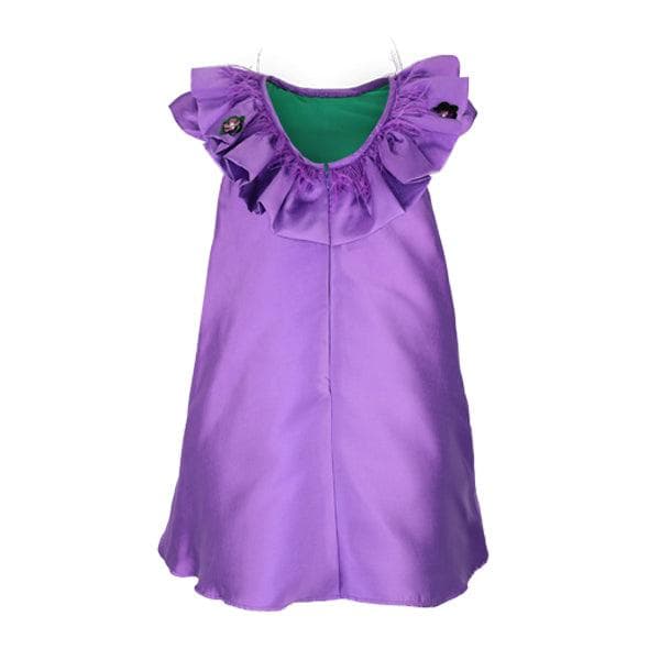 PURPLE MIKADO DRESS WITH HAIRBOW