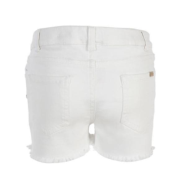 WHITE TWILL EMBROIDERED SHORT