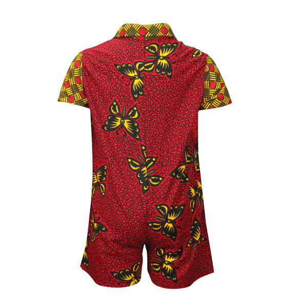 MULTICOLOR SHORT SLEEVE ANKARA JUMPSUIT