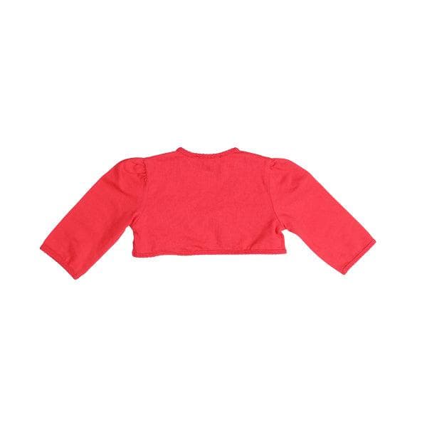 RED LACE TRIMMED COTTON CARDI.