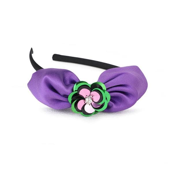 PURPLE MIKADO DRESS WITH HAIRBOW