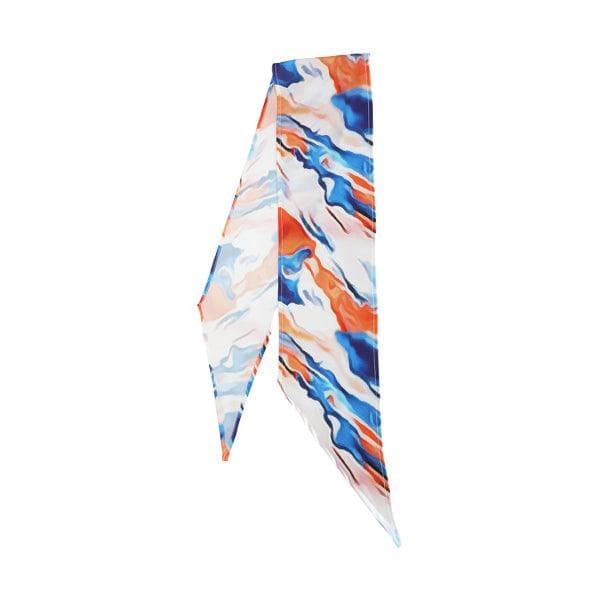 ORANGE AND BLUE SILK MAXI DRESS WITH SCARF