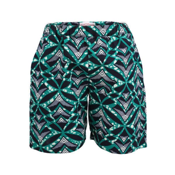 GREEN S/S CUBAN COLLAR ANKARA SHORT SET