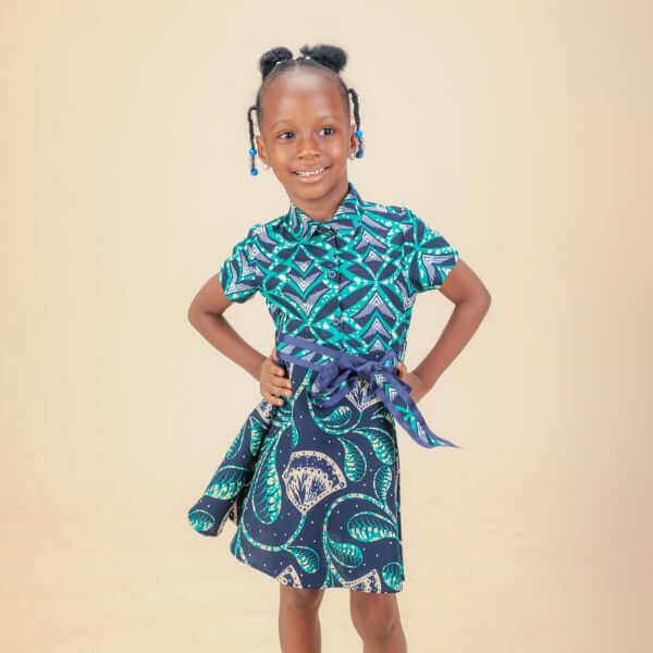 GREEN S/S ANKARA DRESS