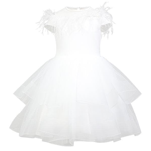 WHITE FLARE DRESS WITH FRINGE
