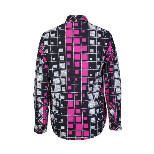 GREEN/RASPBERRY ANKARA CLASSIC COLLAR L/S SHIRT