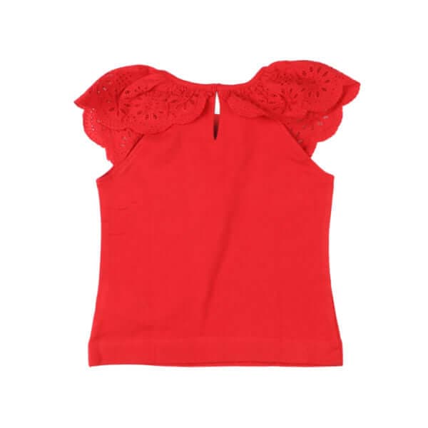 RED LACE INSERT T-SHIRT