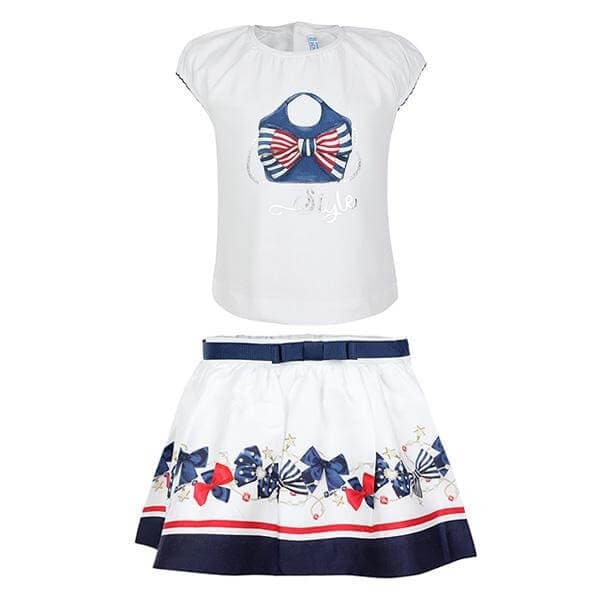 WHITE STYLE TOP AND SKIRT SET