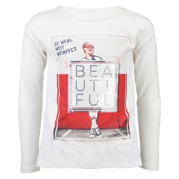 WHITE/RED LONG SLEEVE TOP