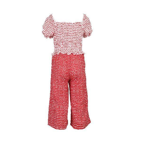 RED POLKADOT MIXED JUMPSUIT