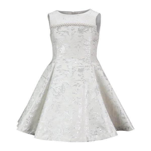 SILVER DAMASK BALL DRESS