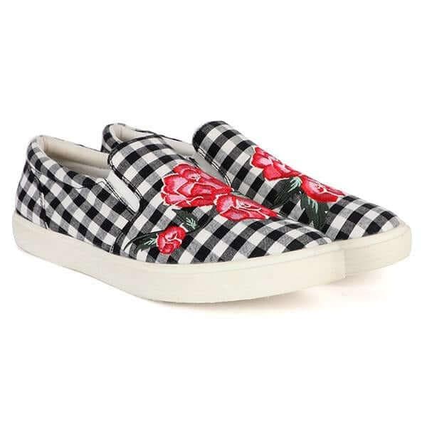 BLACK CHECK SLIPON SNEAKERS Image