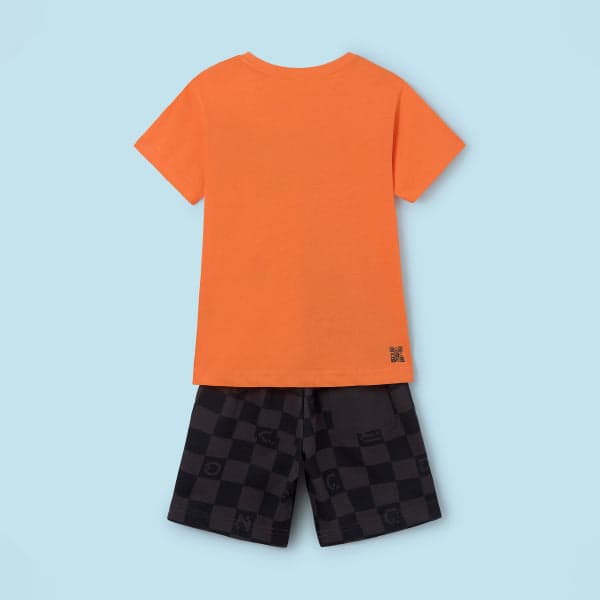 PEACH AND BLACK SHORT SET