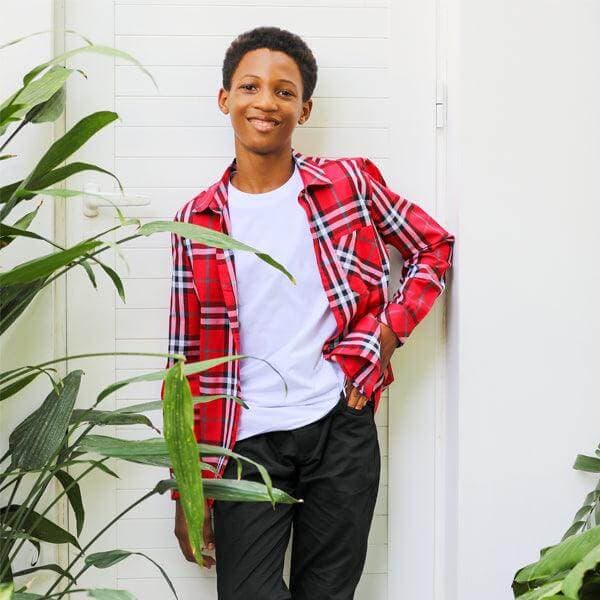 RED PLAID L/S SHIRT