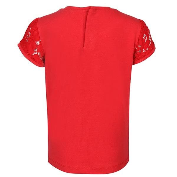 RED LACE INSERT S/S T-SHIRT