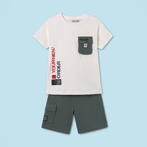 CREAM & GREEN S/S SHORT SET
